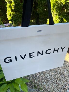 Givenchy White Shopping Bag with Black Fabric Handles and Logo